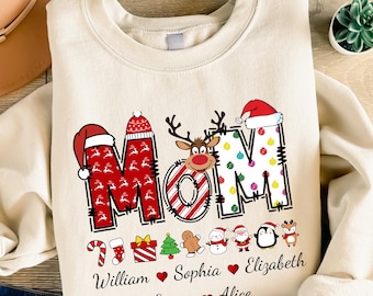Custom Christmas Mom Sweatshirt, Personalized Mom Claus Sweatshirt, Christmas Mama Gift, Christmas Mom Hoodie, Custom Xmas Name Crewneck