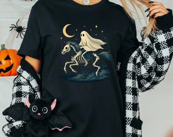 Maglietta Comfort Colors Halloween Fantasma Scheletro, Maglietta grafica Spettrale Fantasma, Maglietta Scheletro Fantasma Infestata, Maglietta grafica Stagione Spettrale, Maglietta Fantasma