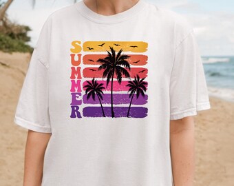 Camisa de verano, Camisas de playa, Camisas lindas, Camiseta de mujer, Camiseta de vacaciones, Ropa linda de verano, Camisas de vacaciones, Regalos para niñas, Camisa de colores cómodos