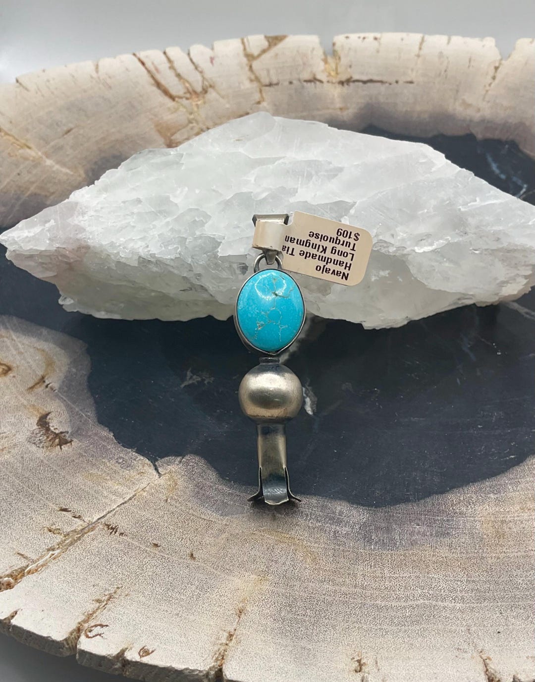 Navajo Handmade Sterling Silver Kingman Turquoise Pendant Made by Tia ...