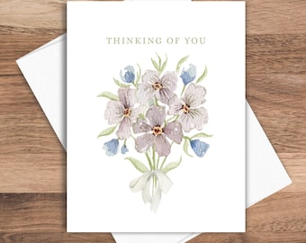 Watercolor Greeting Card: Thinking of You, Sympathy, Flowers, Just Because