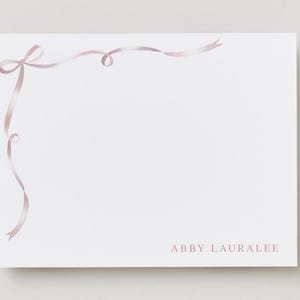 Personalized Bow Stationery | Bow Note Card | Pink Stationary | Pink Bow Notecards | Blue Stationary | Blue Bow Notecards | Bow Stationery