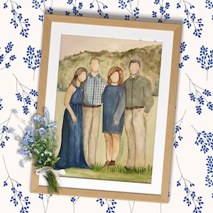 5x7 Hand Painted Custom Watercolor Portrait | Faceless Watercolor Portrait | Watercolor Portrait | Family Watercolor | Pet Watercolor