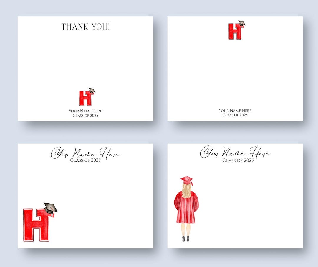 Custom Graduation Thank You Notes: Cap & Gown Stationery - Etsy