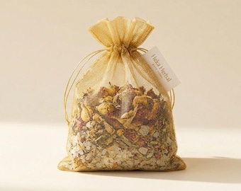Bagno rilassante alle erbe, sali di Epsom all'eucalipto e menta piperita, sollievo dai dolori muscolari, rituale botanico per il corpo.