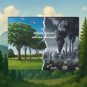 Eco-Future Climate Change Wall Art, Nature & Pollution Art, Environmental Decor, Earth Day Gift, Art Print
