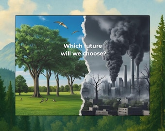 Arte mural sobre el cambio climático, naturaleza y contaminación, decoración ambiental, regalo del Día de la Tierra, lámina artística