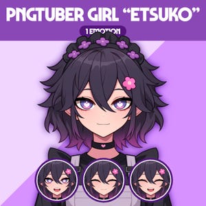 Cute PNGTuber Model | Girl PNGTuber Premade Model | VeadoTube Model | Cute PNG Tuber Model, Vtuber Model, Reactive PNG, GIFTuber, F34 Etsuko