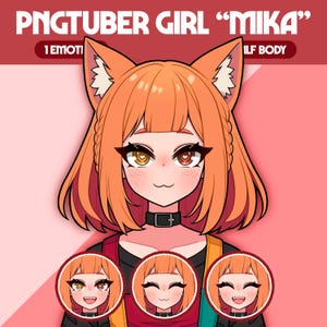 Cute PNGTuber Model | Girl PNGTuber Premade Model | VeadoTube Model | Cute PNG Tuber Model, Vtuber Model, Reactive PNG, GIFTuber, F76 Mika