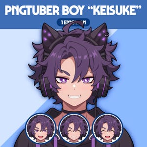 Cute PNGTuber Model | Male PNGTuber Premade Model | VeadoTube Model, Cute PNG Tuber Model, Vtuber Model, Reactive PNG, GIFTuber, M35 Keisuke