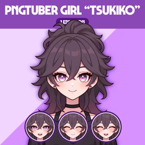 Cute PNGTuber Model | Girl PNGTuber Premade Model | VeadoTube Model, Cute PNG Tuber Model, Vtuber Model, Reactive PNG, GIFTuber, F62 Tsukiko