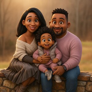 Custom Portrait from Photo, Cartoon Portrait Animation Pixar Character, Family Portrait, Couple Gifts, Digital