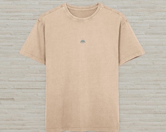 Męska koszulka z nadrukiem Acid Washed Oversized | Koszulka Streetwear Heavyweight | Koszulka Vintage Boxy Fit | Koszulka z grubej bawełny | Luźna, oversize'owa koszulka