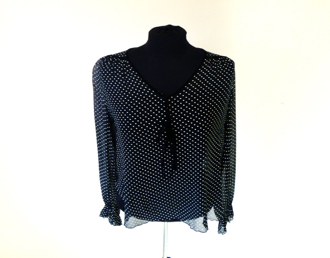 Vintage 70's Sheer Black Boxy Blouse With Subtle - Etsy