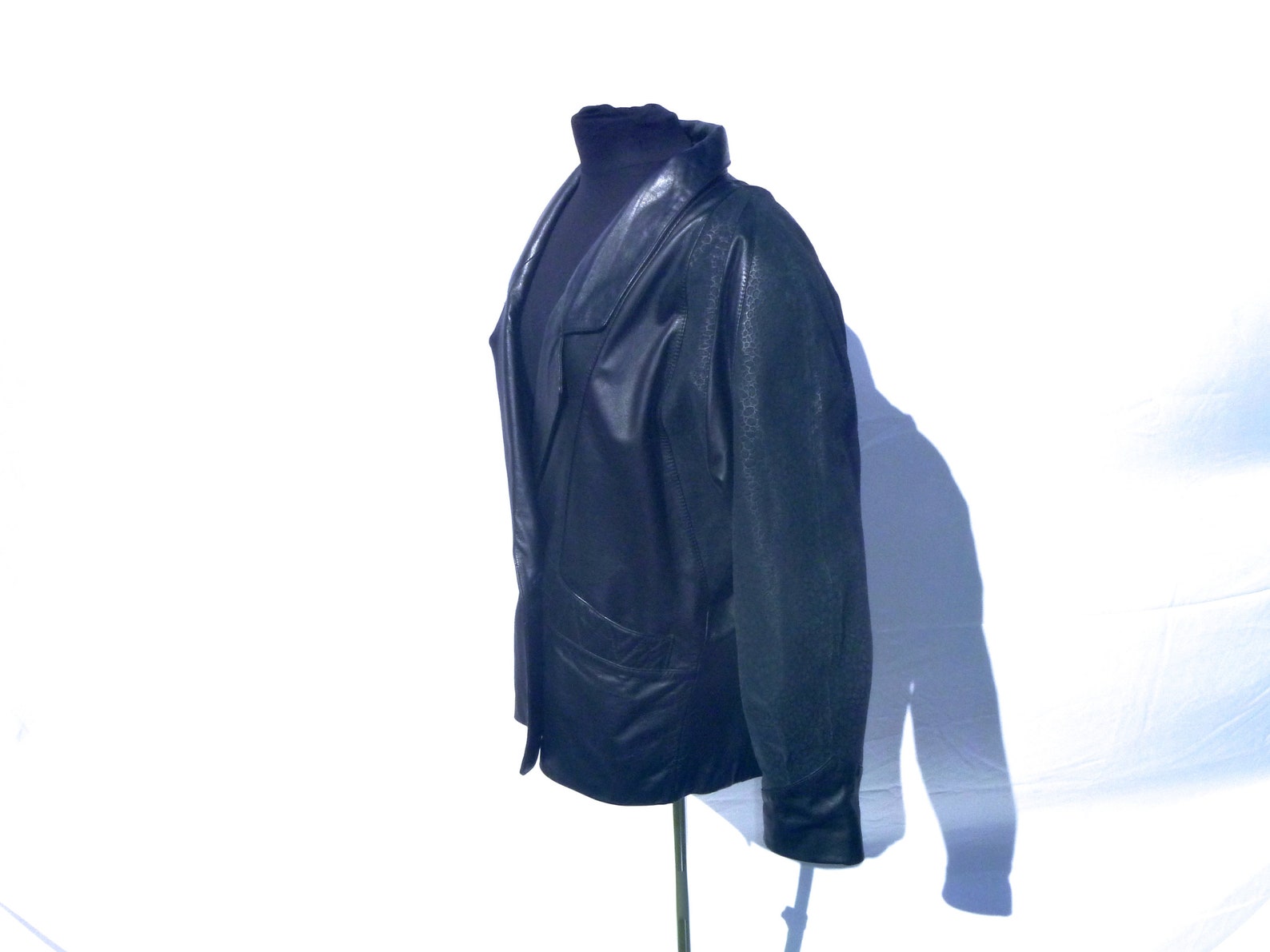 Vintage 80s Black Bat-wing Leather Jacket With Embossed Suede - Etsy Israel
