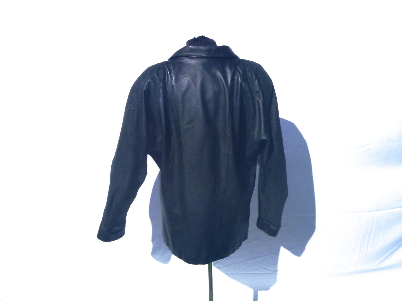 Vintage 80s Black Bat-wing Leather Jacket With Embossed Suede - Etsy Israel