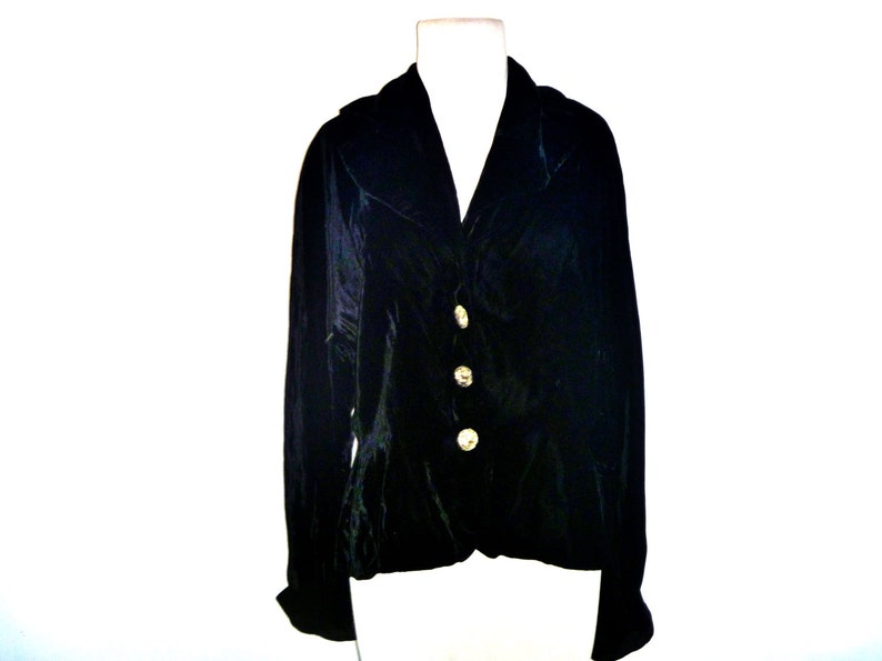 Vintage 1950/'s Black Velvet Formal Women/'s Dinner Jacket with Silver Buttons Marvian Original California