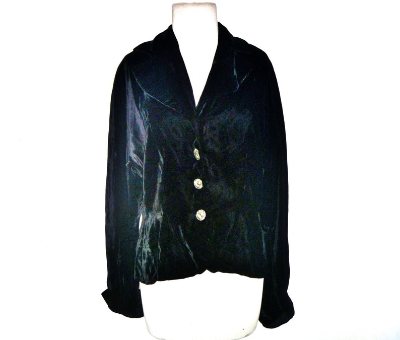 Vintage 1950/'s Black Velvet Formal Women/'s Dinner Jacket with Silver Buttons Marvian Original California