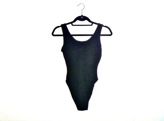 Vintage 90's Jersey Cotton Leotard Onesie in Black