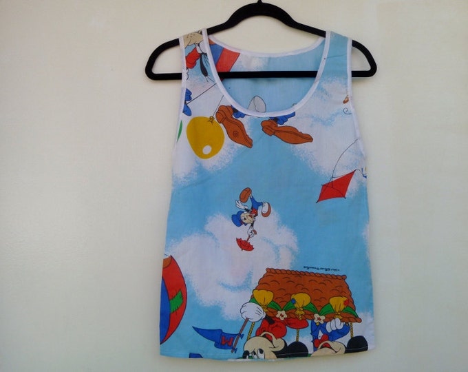 Vintage Disney Bed Sheets Tank Top Repose Original With Jiminy Etsy