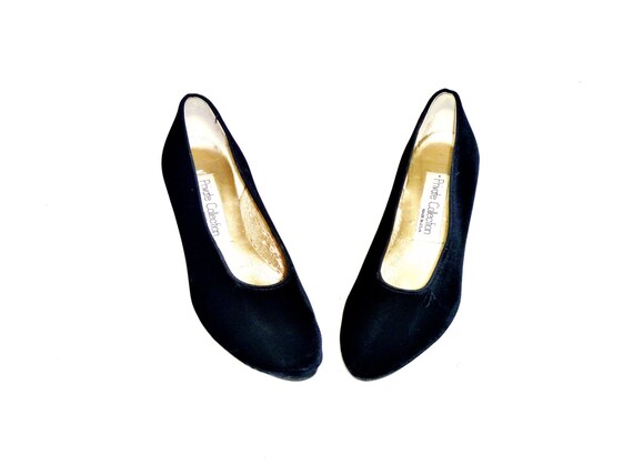 black velvet kitten heel shoes