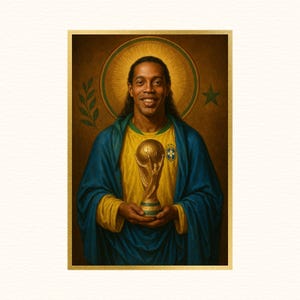 Saint Ronaldinho | Sacred Game Series | Brazil Soccer Print, Soccer Gifts, Sports Poster, Football Player Poster, Soccer Wall Art