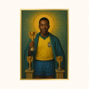 Heiliger Pele | Sacred Game Serie | Brasilien Fußball, Fußball Geschenke, Sport Poster, Fußballspieler Poster, Fußball Wandkunst