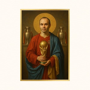 Saint Iniesta | Sacred Game Series | Spain Soccer Print, Soccer Gifts, Sports Poster, Football Player Poster, Soccer Wall Art