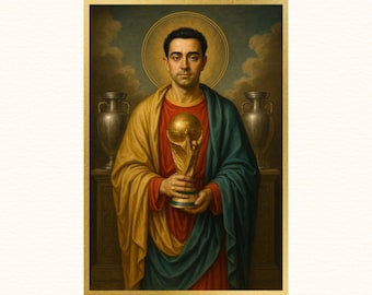 Saint Xavi | Sacred Game Series | Spain Soccer Print, Soccer Gifts, Sports Poster, Football Player Poster, Soccer Wall Art
