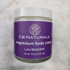 Crème pour le corps à la lavande et au magnésium (4 oz liq.) pour soulager les courbatures et les douleurs musculaires, favoriser la relaxation et améliorer le sommeil, avec huile essentielle