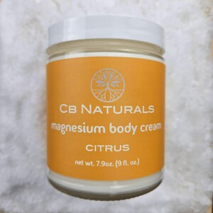 Crème pour le corps aux agrumes et au magnésium (9 oz liq.) pour soulager les courbatures et les douleurs musculaires, favoriser la relaxation et améliorer le sommeil, avec des huiles essentielles