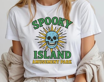 Spooky Island Shirt | Spooky Island Disco Skull | 90s Nostalgia Shirt | Halloween Nostalgia | Baggy T Shirt | Skull Emblem | Amusement Park