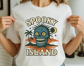 Spooky Island Disco Skull | 90s Nostalgia Shirt | Spooky Island Shirt | Halloween Nostalgia | Baggy T Shirt | Skull Emblem | Amusement Park