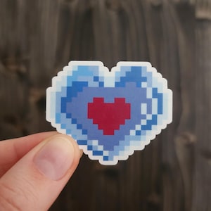 Pixel heart sticker | Video game, cute sticker, laptop, journal, planner, water bottle, phone case, retro, gaming, kawai, pixel art, zelda