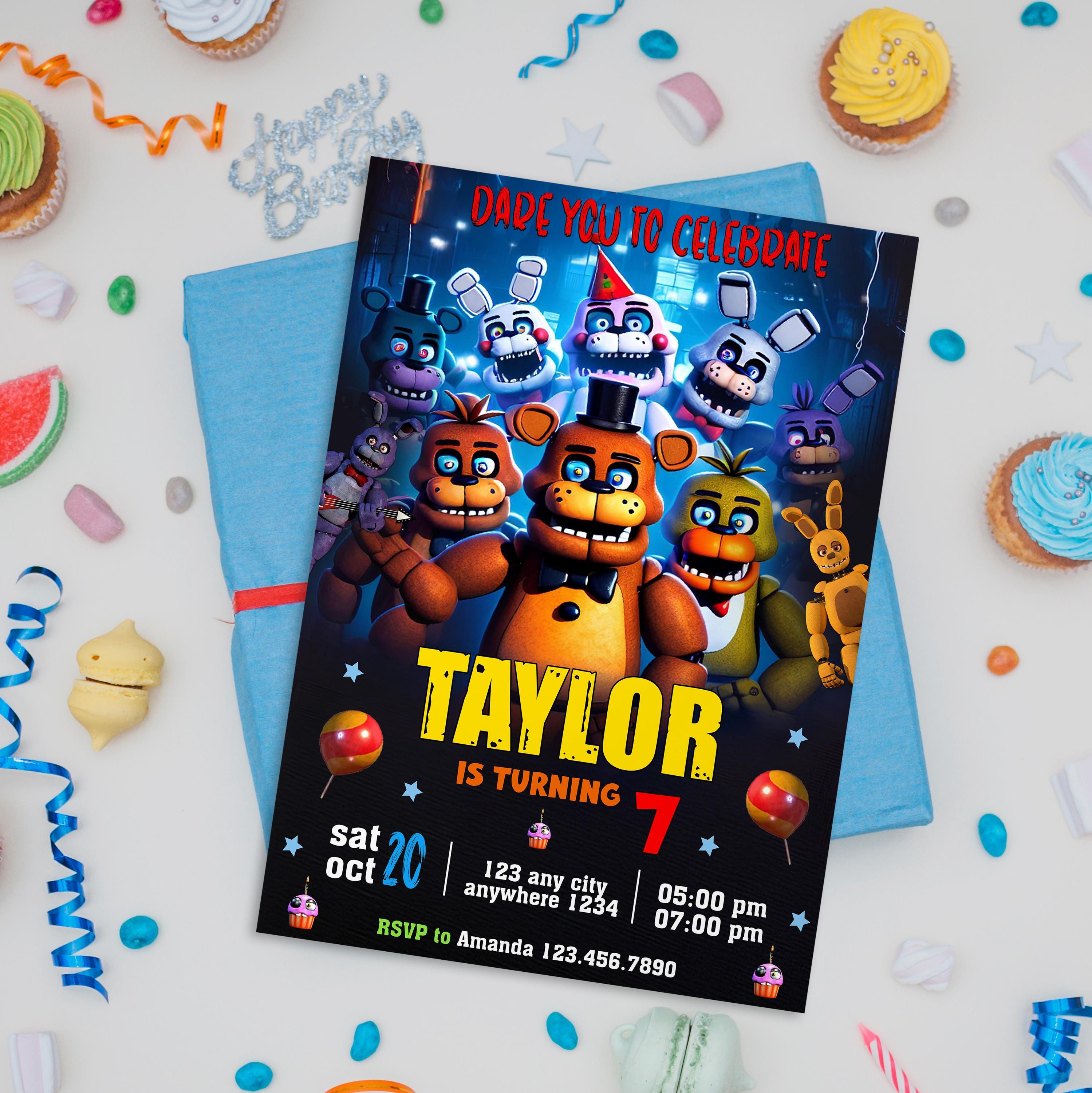 Five Nights at Freddy's Birthday Invitation: Editable Kids Party Invite ...