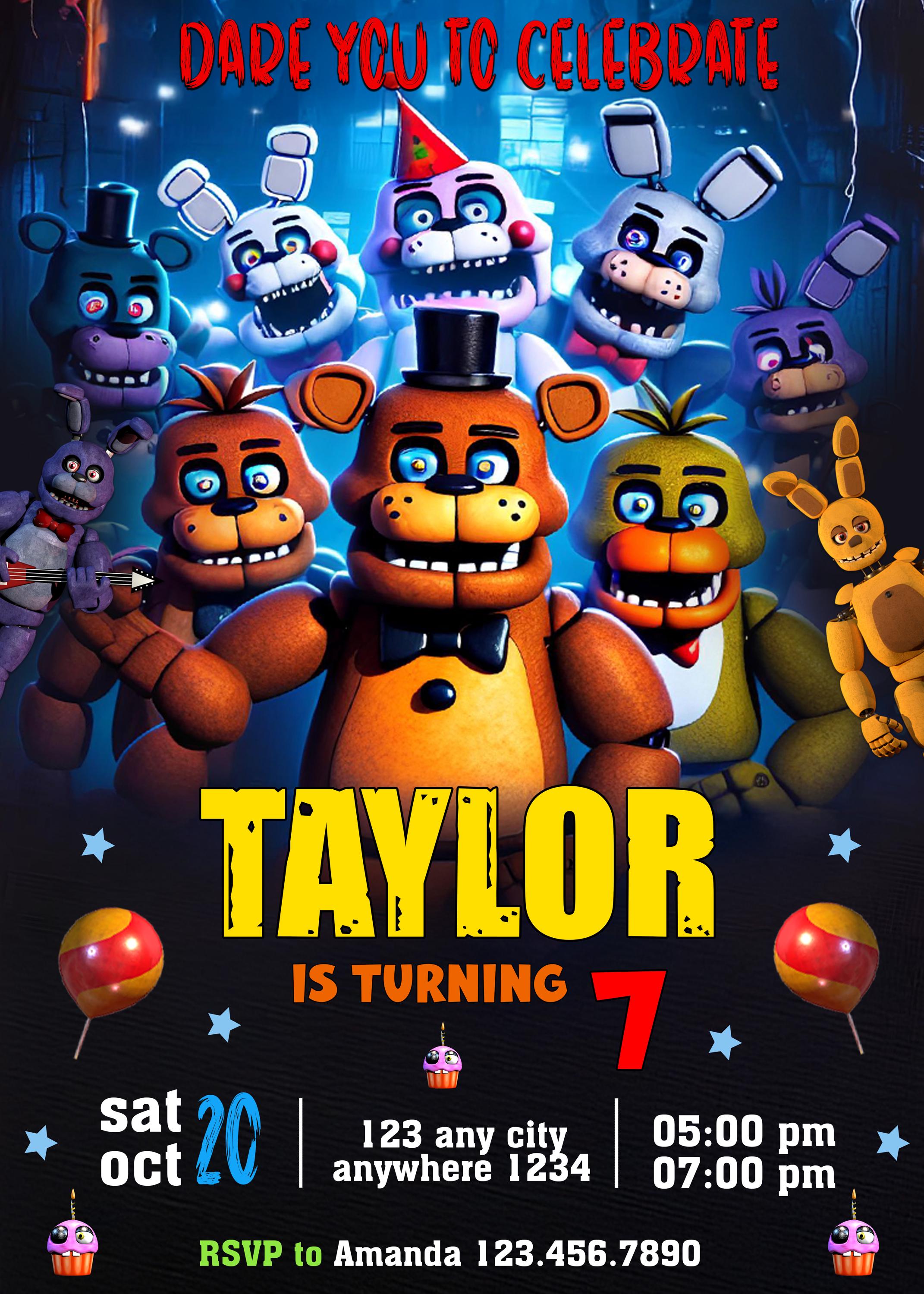 Five Nights at Freddy's Birthday Invitation: Editable Kids Party Invite ...