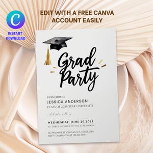 Graduation Party Invitation, Graduation Invitation, High School Graduation, Graduation Party Invite, Announcement Invitation, Canva Editable