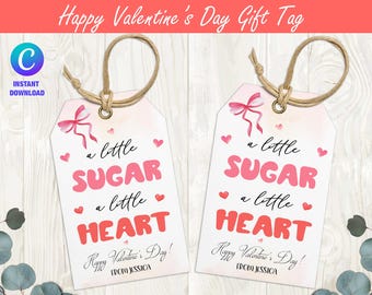 Etiqueta de regalo para el Día de Galentine, San Valentín, plantilla editable, etiquetas de regalo imprimibles, descarga digital