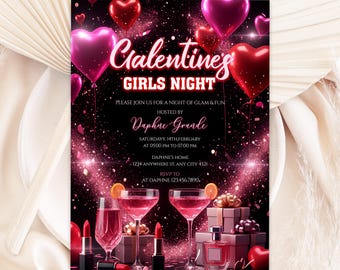 Invitación para la Noche de Chicas de Galentine, Invitación para Cena de San Valentín con Amigos, Invitación Digital de San Valentín, Descarga Instantánea para el Día de Galentine