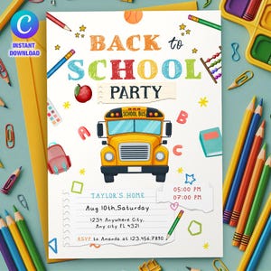 Back to School Bash Flyer: Editable Canva Party Invitation (5x7 Digital Download