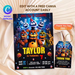 Invitación de cumpleaños de Five Nights at Freddy's: Invitación editable para fiesta infantil (descarga digital)
