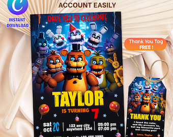 Invito di compleanno Five Nights at Freddy's: invito modificabile per la festa dei bambini (download digitale)