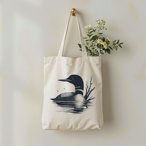 Loon Tote Bag: Birdwatcher Gift, Nature Lover Reusable Canvas