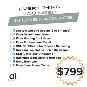 Professional Website | 1-Year Hosting & Domain | SEO Mobile Optimized