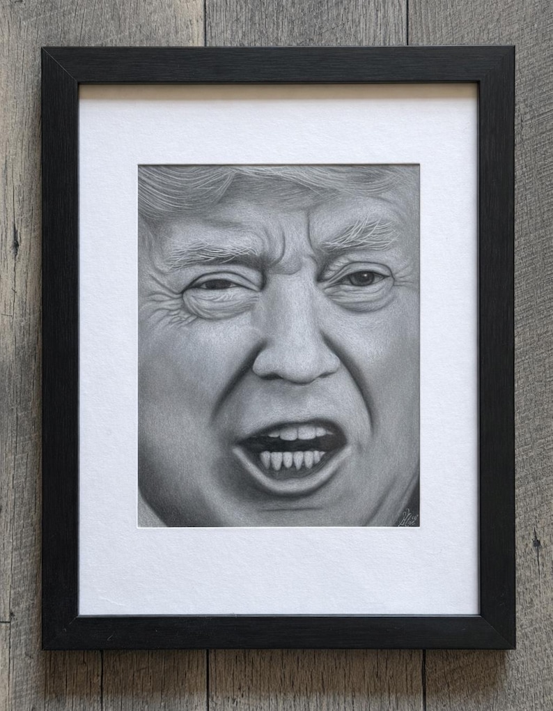 Trump Ink Drawing Donald Trump Original Charcoal and Chalk Drawing– 2018 Political Art ...