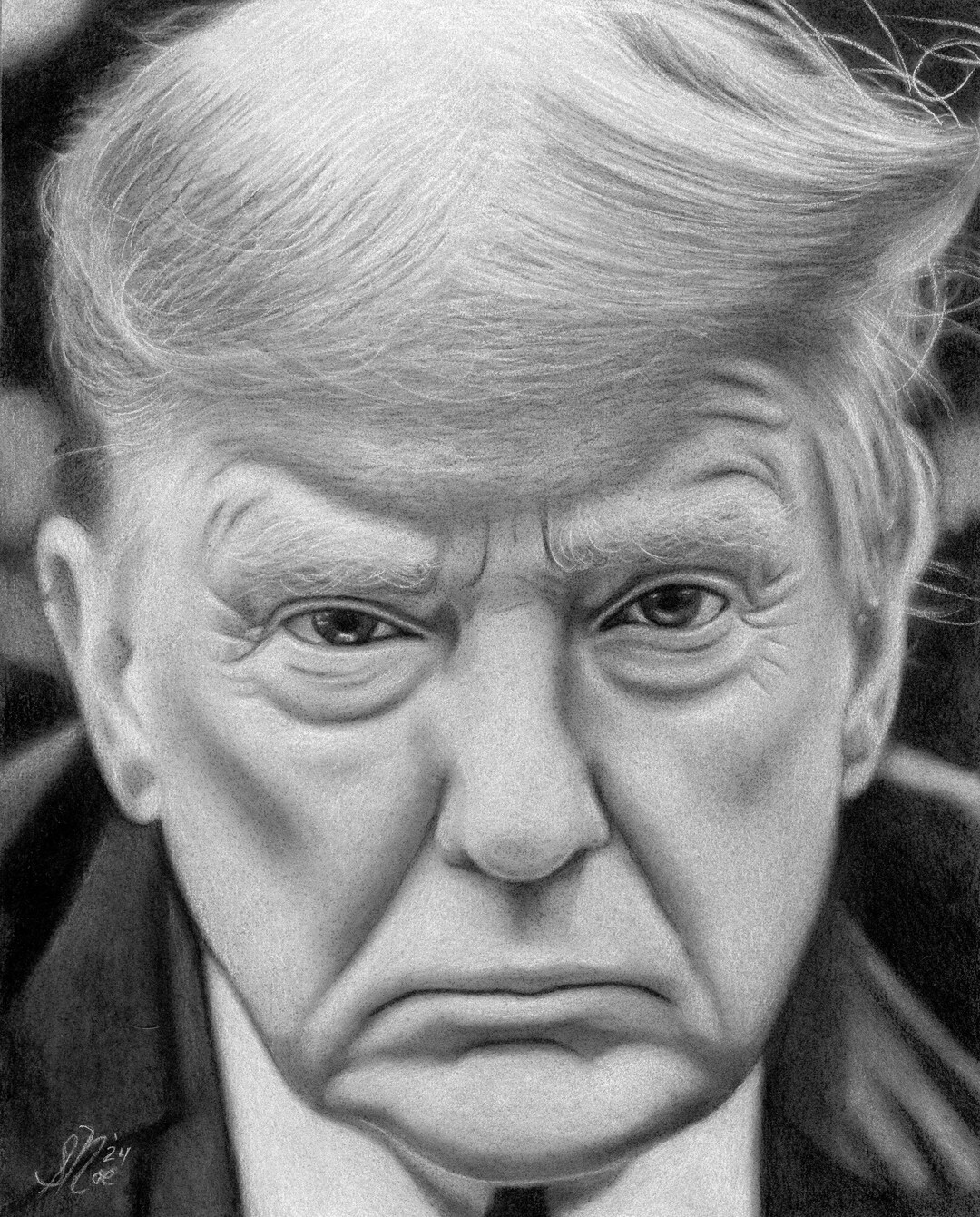 Trump Ink Drawing Donald Trump Original Charcoal and Chalk Drawing – 2024 Political Art ...