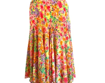 VTG Womens Pastel Floral Handkerchief Maxi Skirt 1X Cottage Core Fairy Peasant
