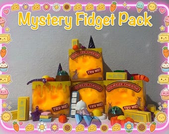 Mystery Fidget Pack!!  MEGA CHEESE SQUISHY(Optional) Over 100+ different types of fidgets!!!