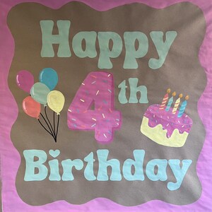 Striscione dipinto a mano - personalizzato - compleanno - laurea - commemorazione - fidanzamento - insegnante - decorazione per feste - sfondo - cartello per feste - striscione in carta Kraft