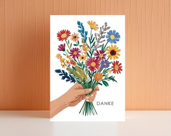 Postcard "Thank you" / Thank you / Bouquet of flowers / Greeting card